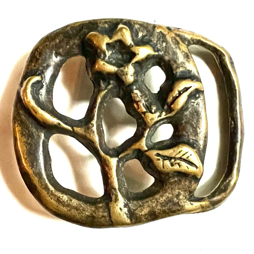 Bohemian Belt Buckle Boho Handmade Bronze Flower Interchangeable Hippie Floral